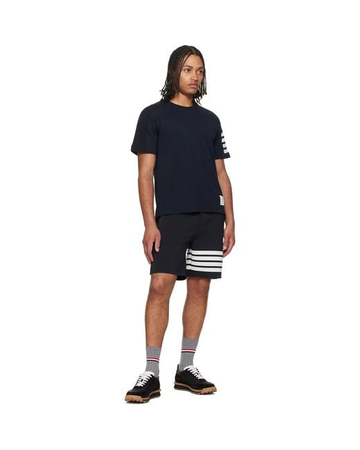 Thom Browne Blue Milano Cotton 4-Bar T-Shirt for men