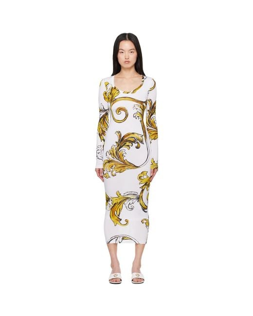 Versace Jeans Couture Black Outline Barocco Midi Dress