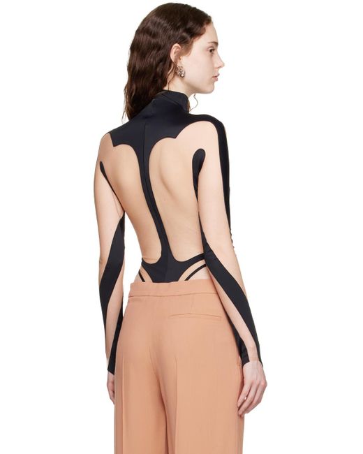 Mugler Black & Beige Rodeo Bodysuit