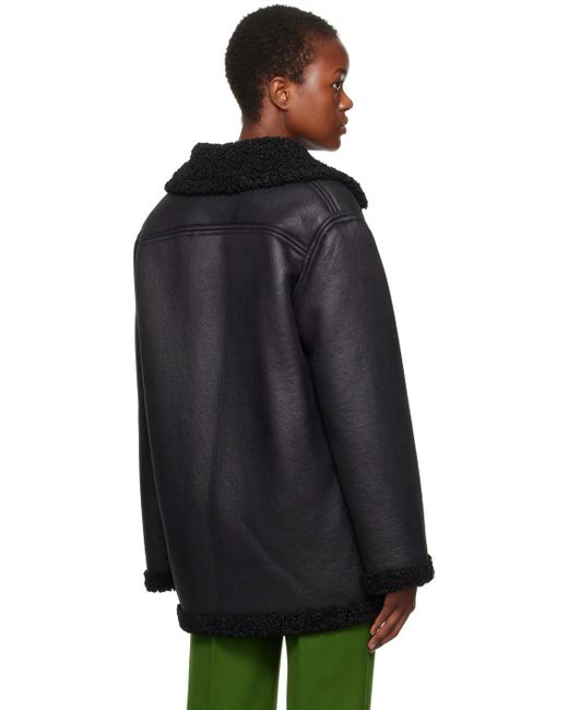 A.P.C. . Black Clara Faux-leather Coat