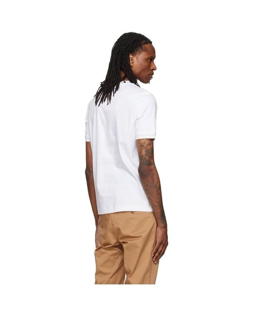 Boss White Crew Neck Slim-Fit Cotton T-Shirt for men