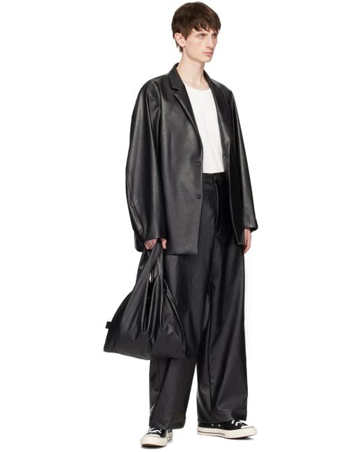 Pantalon noir en cuir synthétique à cordon coulissant N. Hoolywood pour homme en coloris Black