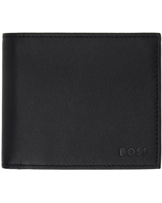 Boss Black Matte Leather Emed Logo Wallet for men