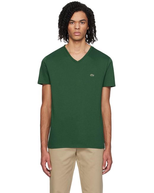 T-shirt vert à col en v Lacoste pour homme en coloris Green