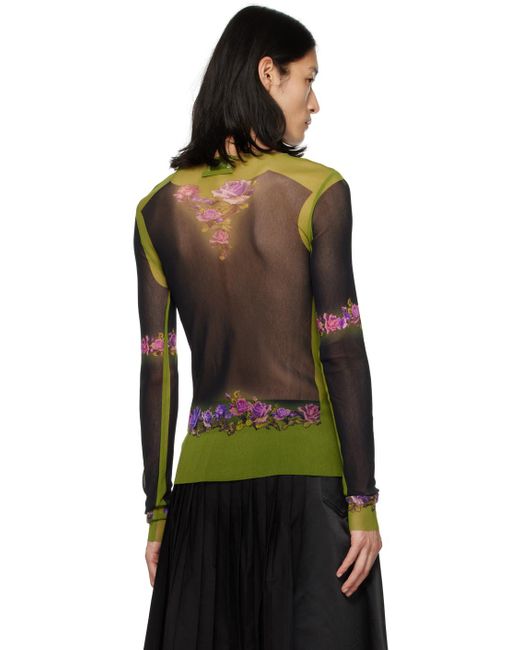 Jean Paul Gaultier Black Green Fleurs Petit Grand Long Sleeve T-shirt for men