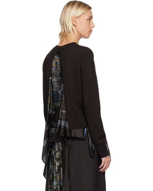 sacai ペイズリープリント ニット Sacai ブラウン ペイズリープリント＆ウール セーター ブラック | Lyst