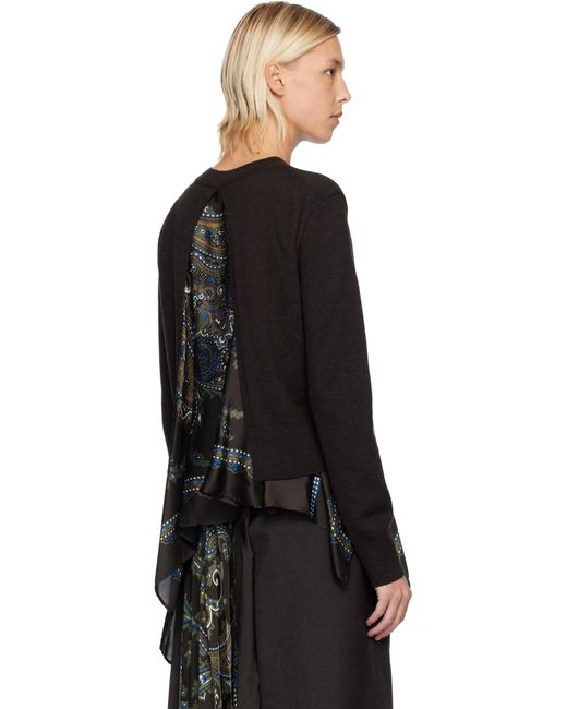 Pull Brun En Tricot De Laine À Motif Cachemire Sacai en coloris Black