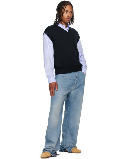 Gilet Bleu Marine En Jersey Exclusif À Ssense Abra pour homme en coloris Black