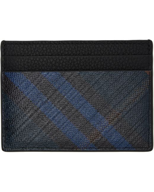 Burberry Blue Tall Check Card Holder for men