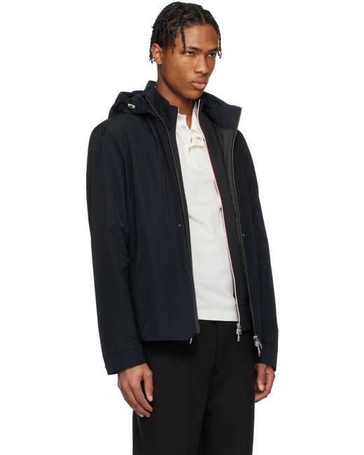メンズ Moncler ネイビー Lacha フード付き ウインドブレーカー Black