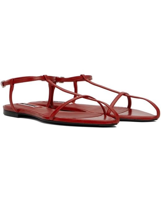 Jil Sander Black Red Flat Sandals