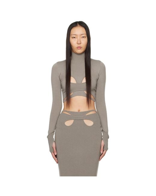 Dion Lee Black Taupe Mobius Loop Long Sleeve T-shirt