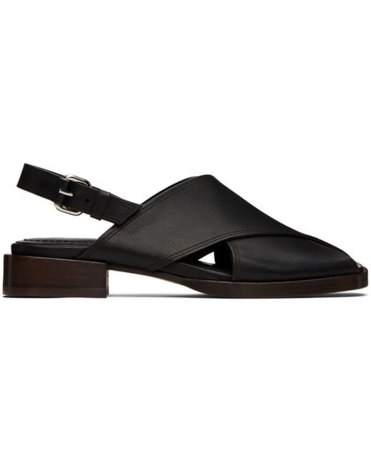 Lemaire Black Cross Flat Sandals