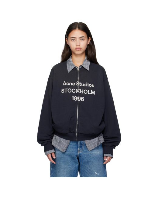 Acne Blue Logo Zip Sweater