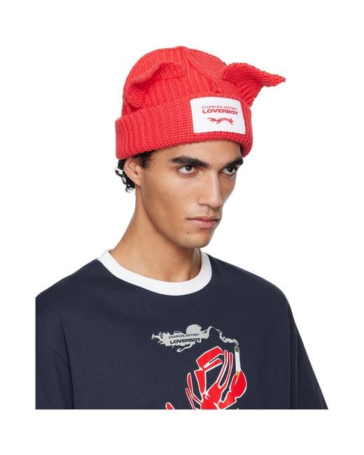 Charles Jeffrey Blue Chunky Ears Beanie for men