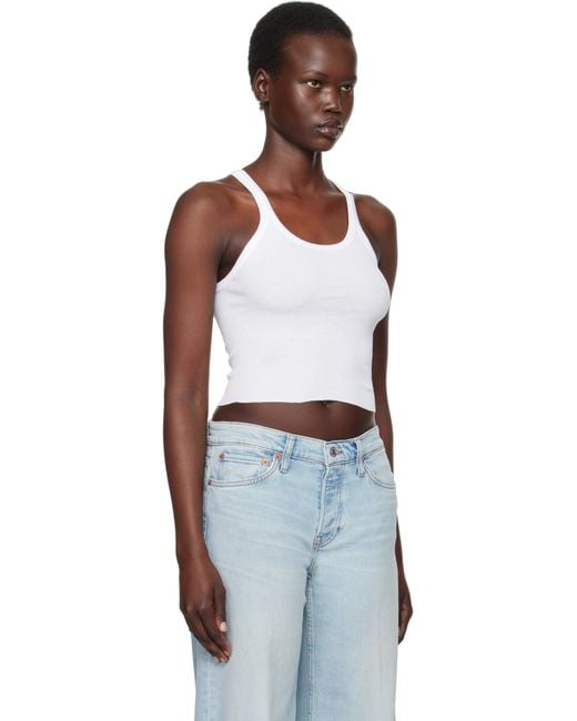 Re/done Multicolor Hanes Edition Cropped Ribbed Tank Top