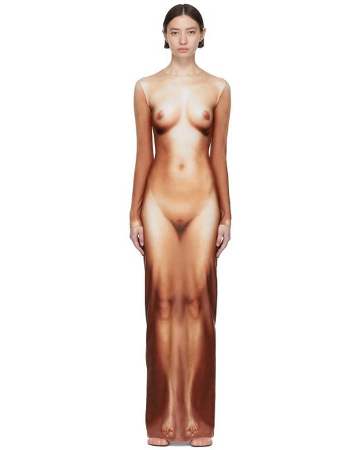 Jean Paul Gaultier Natural Lotta Volkova Edition 'the Naked' Maxi Dress