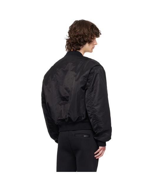 Entire studios Black Cropped Broad Bomber Jacket for men