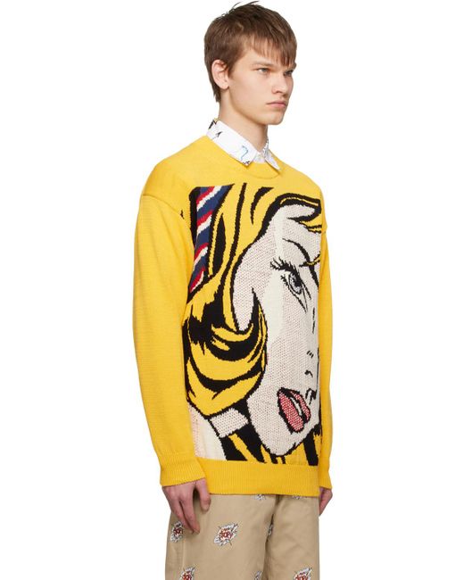 Junya Watanabe Yellow Graphic Sweater for men