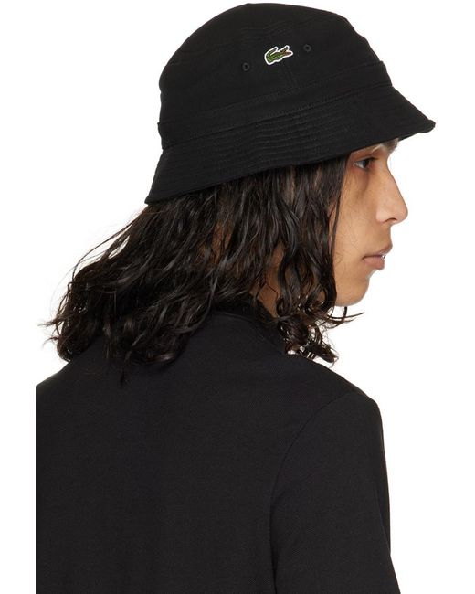 Lacoste Black Croc Centered Bucket Hat for men