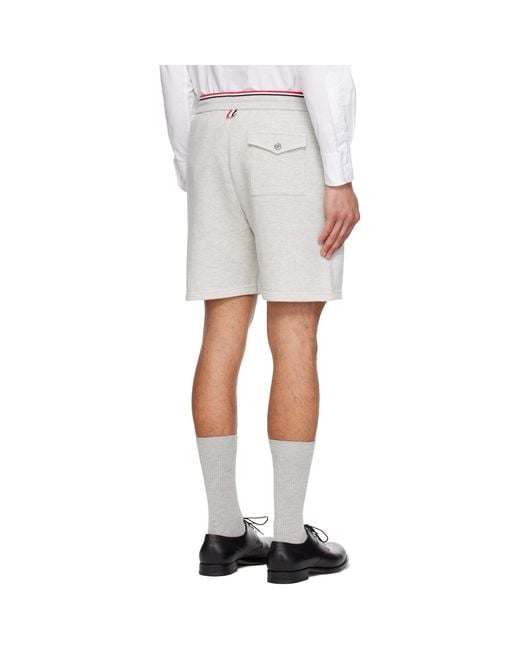 Thom Browne White Pique Loopback Sweat Shorts for men