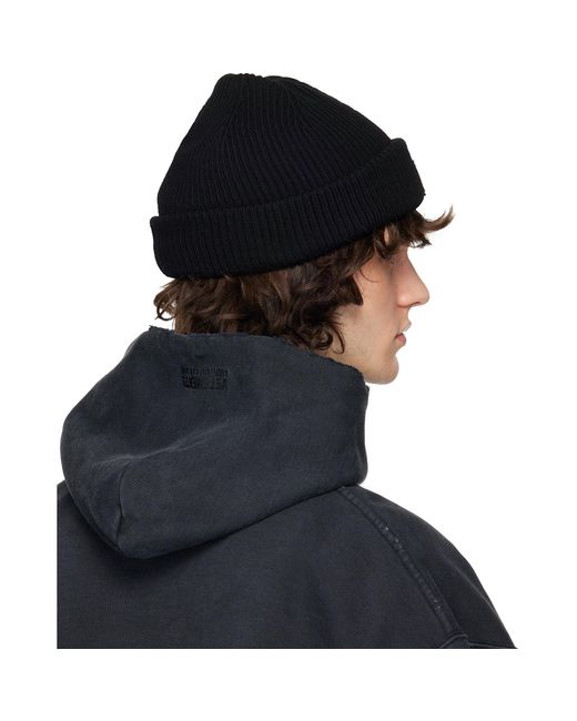 Vetements Black Leather Biker Cross Label Beanie for men