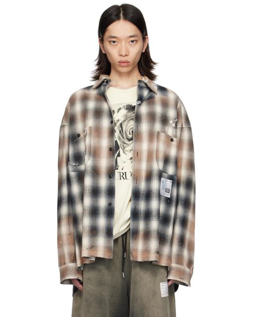 メンズ Maison Mihara Yasuhiro ブラック チェック シャツ Black