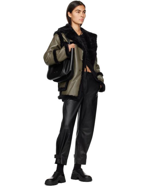 Proenza Schouler Black Khaki Patch Pocket Faux-leather Jacket