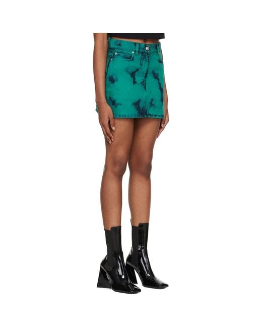 MSGM Blue Ssense Exclusive Green Tie-dye Miniskirt