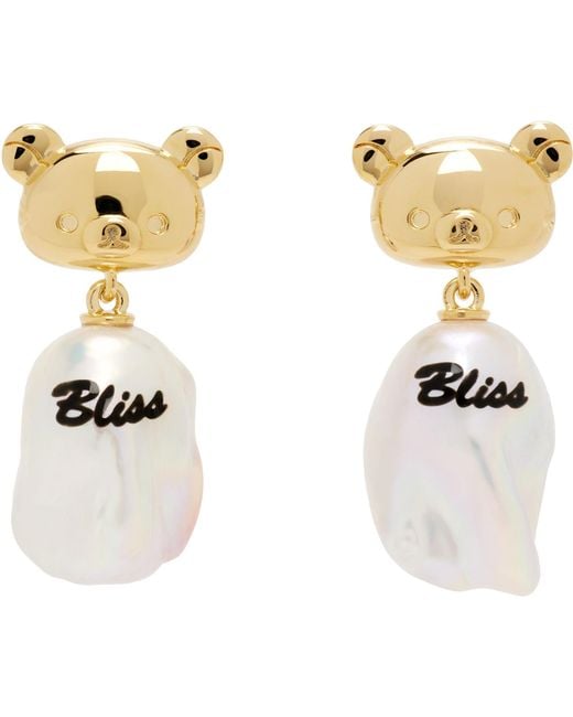 Jiwinaia White Rilakkuma Edition Bliss Baroque Pearl Earrings