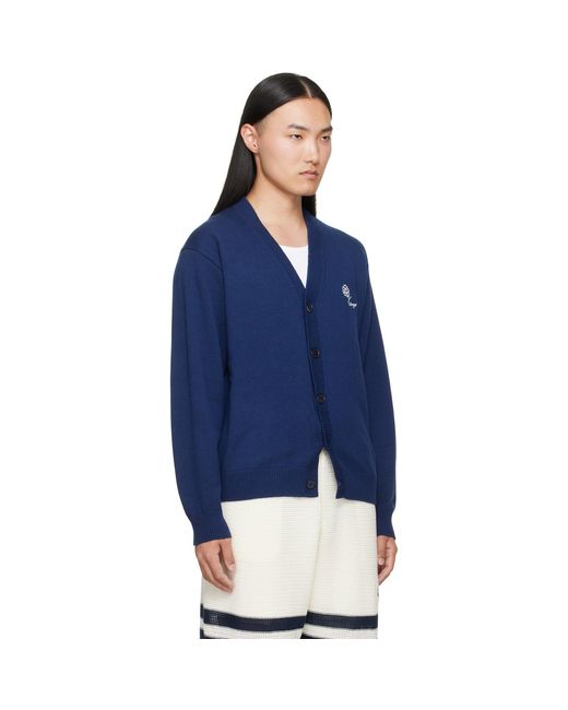 KENZO Blue Paris Tulip' Embroidered Cardigan for men