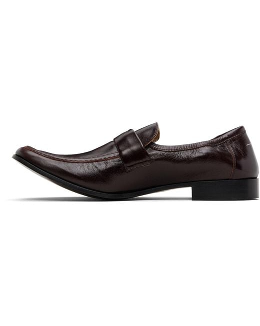 MM6 by Maison Margiela Black Swing-Toe Leather Loafers for men
