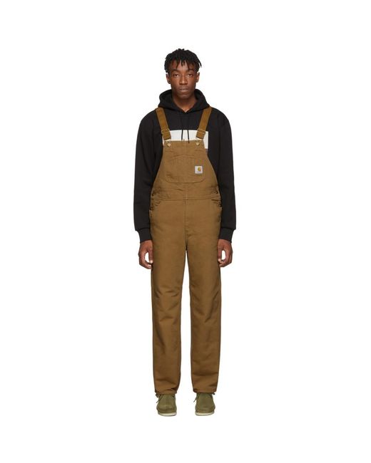 Carhartt WIP Cotton Brown Rinsed Bib Overall for Men | Lyst