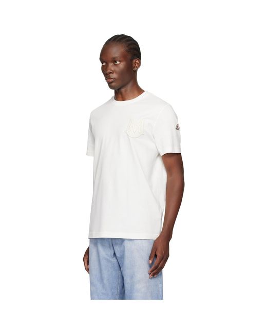 Moncler White Monogram T-Shirt for men