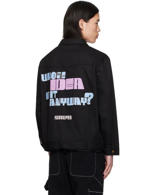 Kidsuper Black 'Whose Idea Is It Anyway' Denim Jacket for men