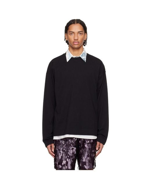 Dries Van Noten Black Dropped Shoulder T-Shirt for men