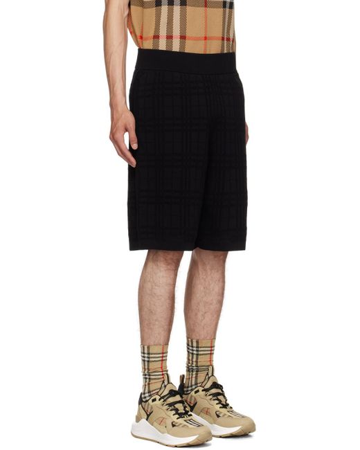 Burberry Black Check Shorts for men
