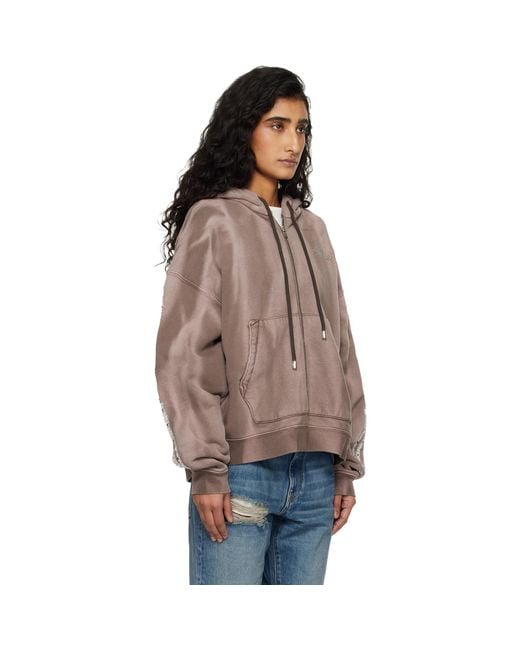 Amiri Brown Bones Studded Zip Hoodie