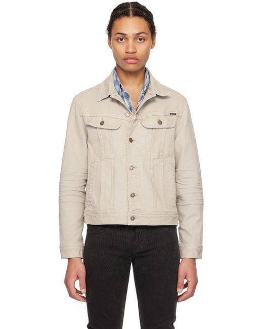 Tom Ford Natural Gray Garment-dyed Denim Jacket for men