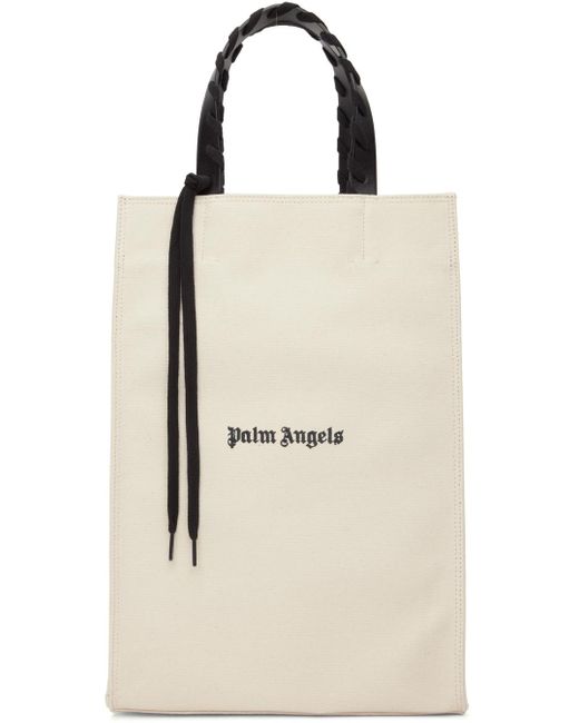 Palm Angels Black Off-white Canvas Logo Tote for men