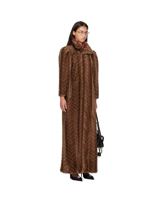 Balenciaga Brown Cable Knit Faux Fur Coat