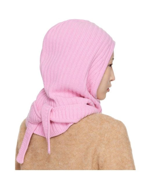 Ganni Pink Wool Mix Balaclava