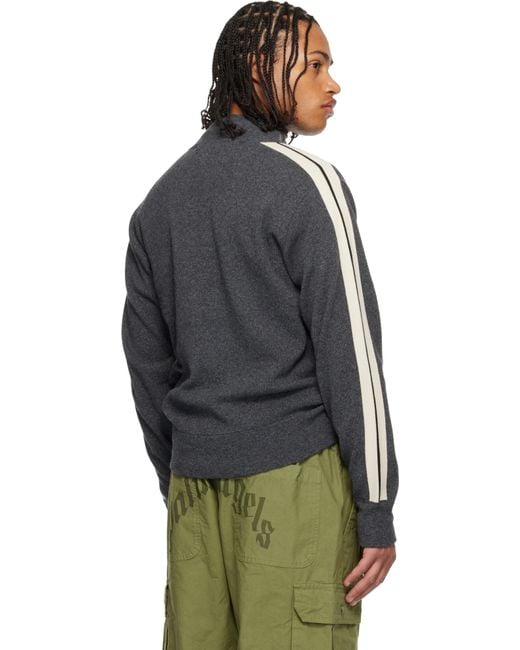 Palm Angels Black Classic Logo Knit Track Jacket for men