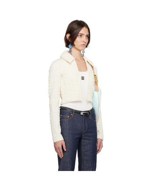 Tory Burch White Cropped Wool Silk Jacket