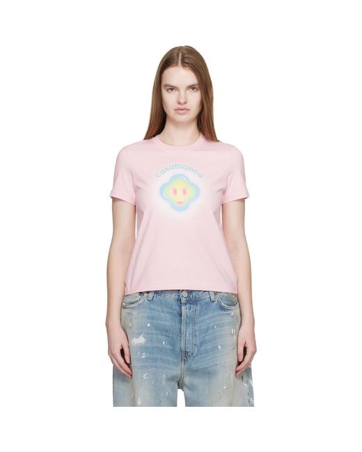 Casablanca Multicolor Airbrush Smiley Fitted Short Sleeve T‑Shirt