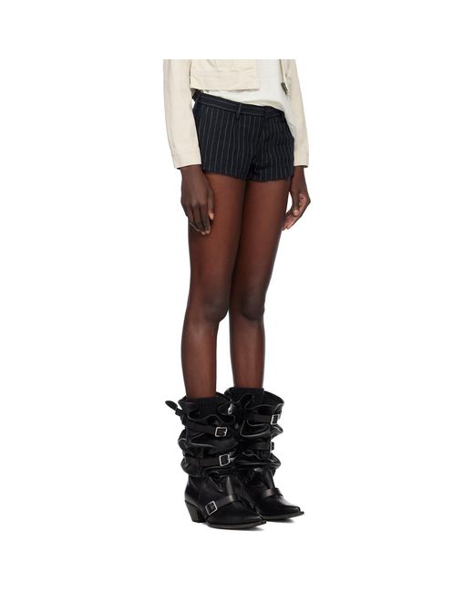 R13 Black Tailored Micro Shorts