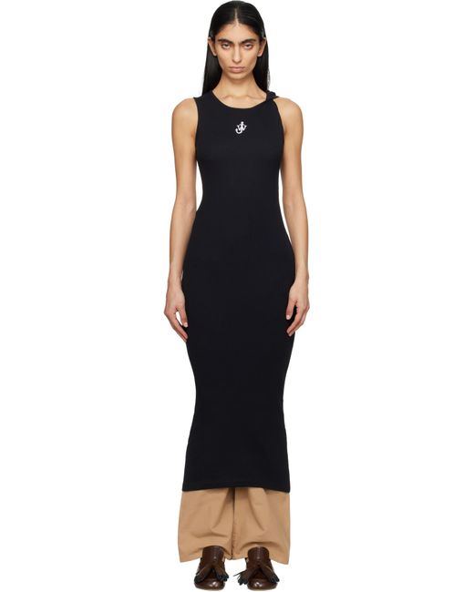 J.W. Anderson Black Anchor Logo Twisted Strap Midi Dress