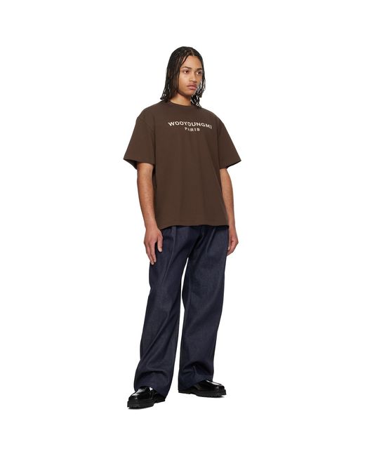 Wooyoungmi Brown Printed Logo T-Shirt for men