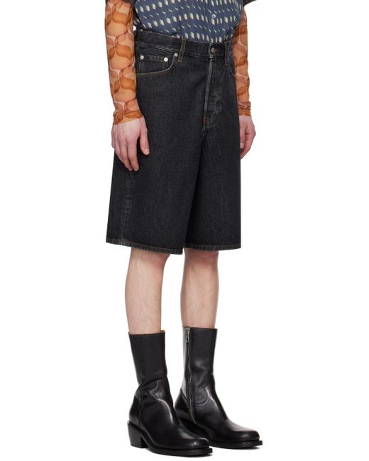 Dries Van Noten Black Faded Denim Shorts for men