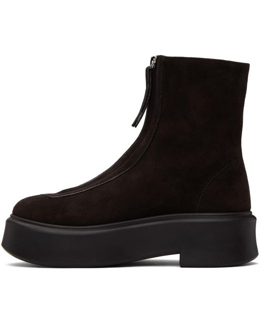 The Row Black Zipped Suede Boot I